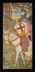 St. Georg, der rote Kreuzritter reitet mit Una, 1907 (Stickerei)